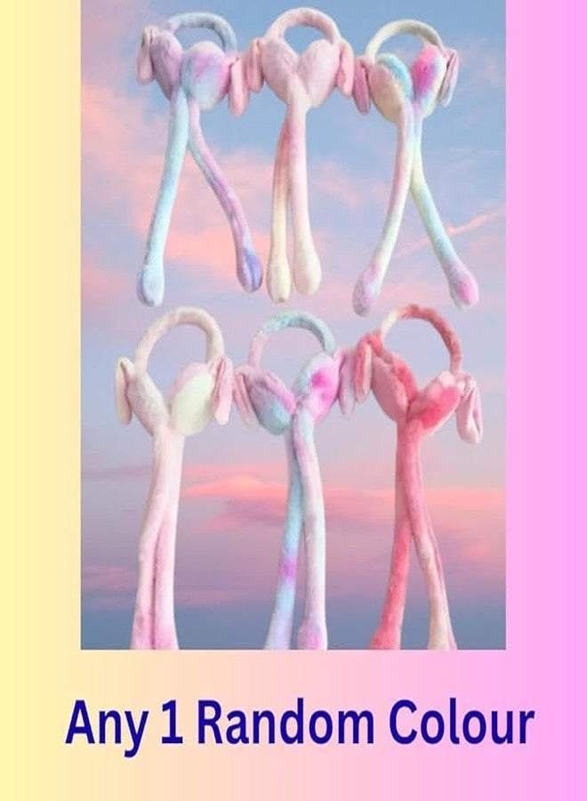 Pixelera Flom Interactive Winter Earmuffs with Moving Bunny Ears, Super Soft Plush, One Size Fits All, Sound Effects, Pink and Pastel Colors - Image 2
